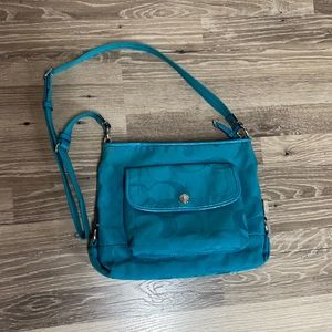 Coach turquoise blue crossbody shoulder bag EUC